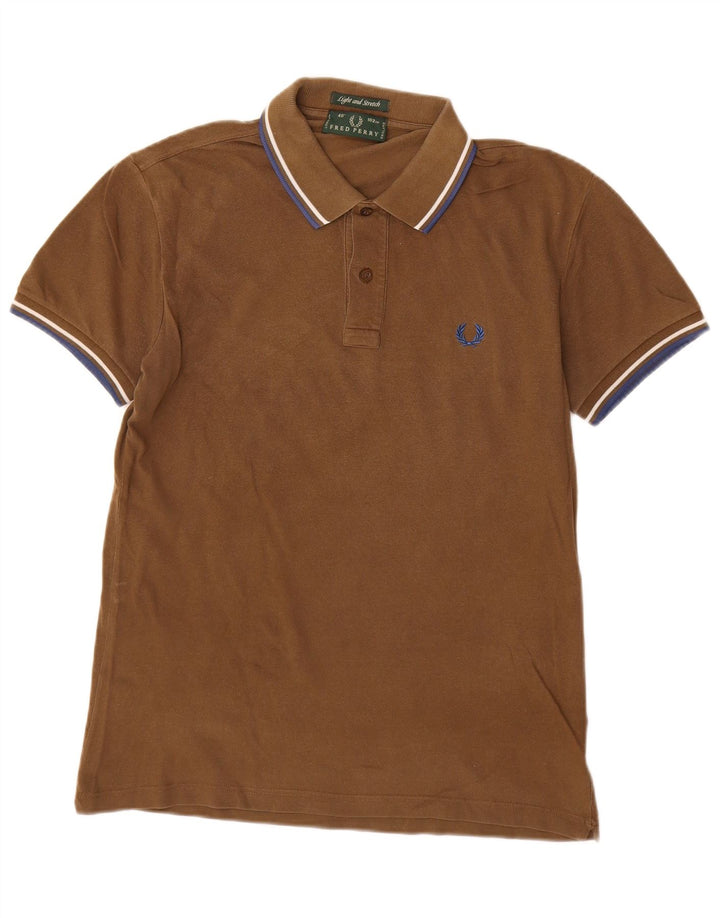 Мужская легкая и эластичная рубашка-поло Fred Perry среднего коричневого цвета из хлопка