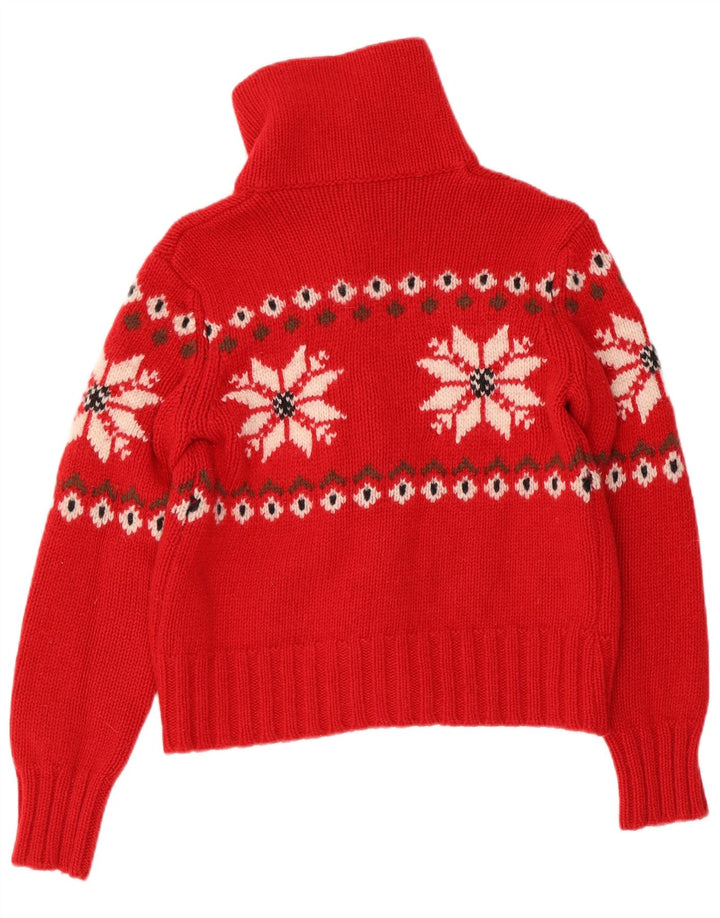 Женский укороченный кардиган BENETTON UK 10, маленький красный Fair Isle