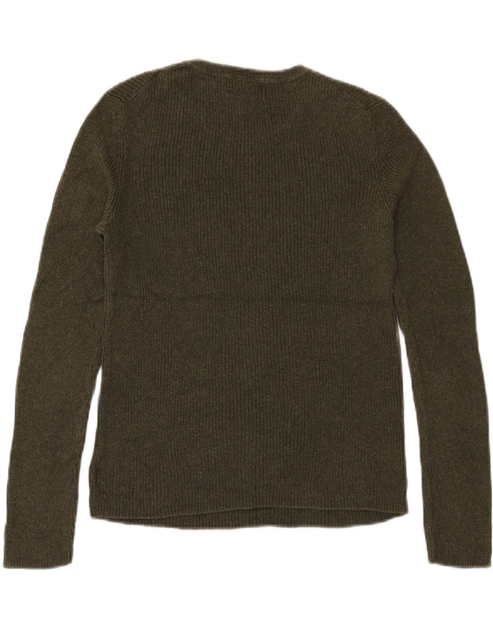 Женский джемпер с круглым вырезом EDDIE BAUER, размер UK 10, маленький, цвет хаки, хлопок