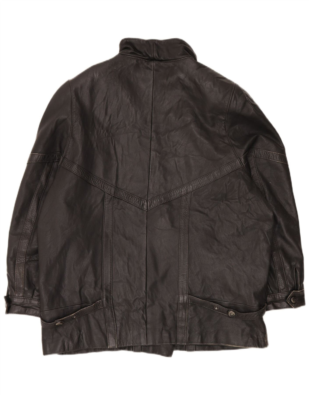 Винтажная женская кожаная куртка оверсайз EU 46 XL, черная кожа