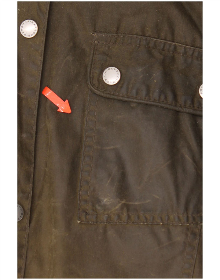 Женская куртка Barbour из вощеного хлопка с капюшоном UK 12, хлопок среднего цвета хаки