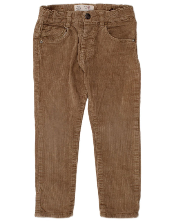 ZARA Boys Straight Corduroy Trousers 2-3 Years W20 L14 Brown Cotton