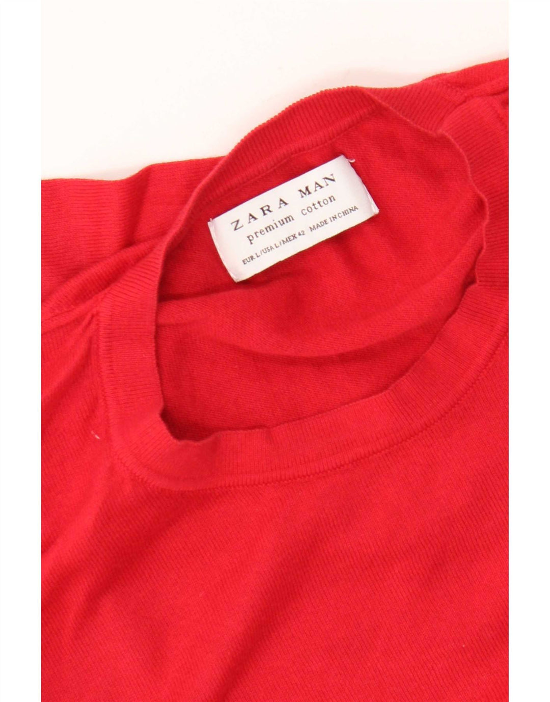 Мужской джемпер с круглым вырезом Zara, большой красный хлопковый свитер