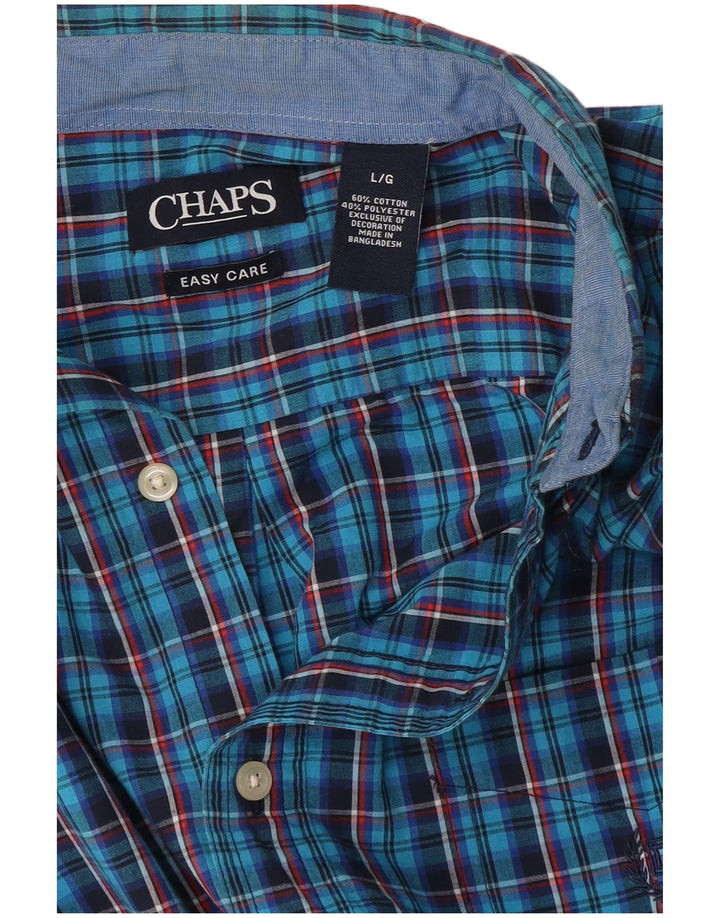 Мужская рубашка Chaps Easy Care, большая синяя клетка, хлопковая