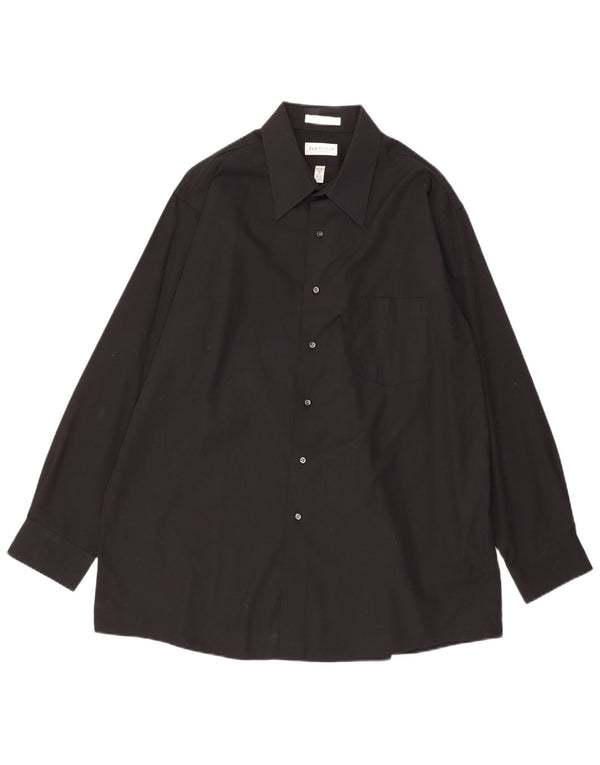 Van Heusen Mens Shirt Size 17 XL Black Cotton