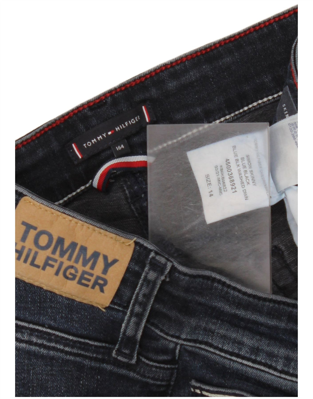 TOMMY HILFIGER Джинсы скинни для мальчиков 13-14 лет W28 L29 Темно-синие, хлопок