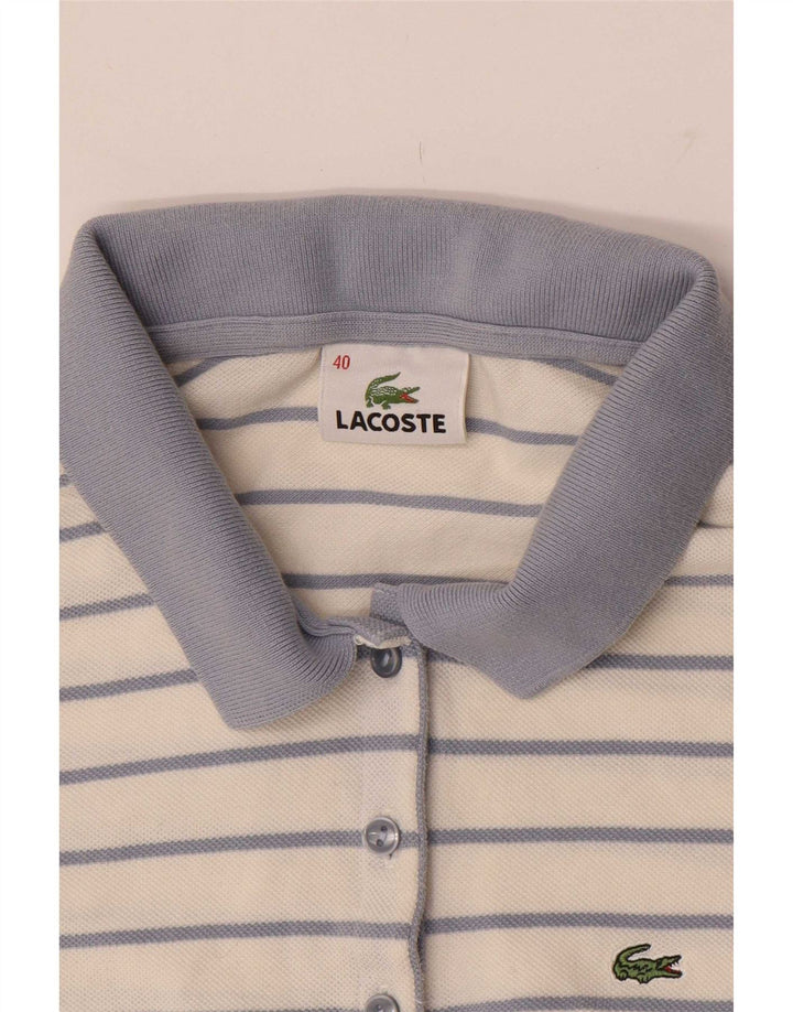 Женская рубашка-поло Lacoste, размер 40, хлопок средней белой полоски