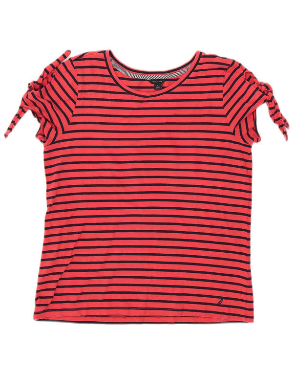 Женская футболка Nautica Top UK 14, хлопок в большую красную полоску