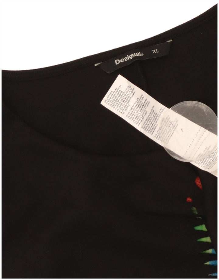 Женское платье-футляр Desigual UK 18 XL, черное из полиэстера с геометрическим рисунком