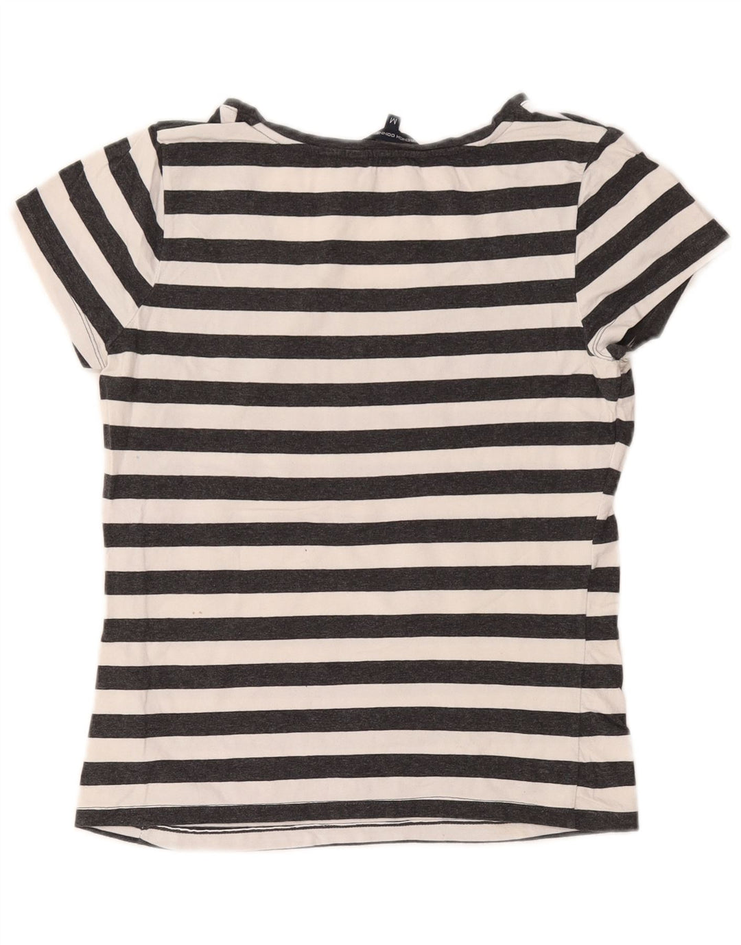 Женская футболка FRENCH CONNECTION Top UK 12, хлопок среднего серого цвета в полоску