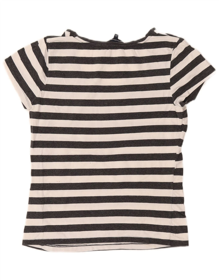 Женская футболка FRENCH CONNECTION Top UK 12, хлопок среднего серого цвета в полоску