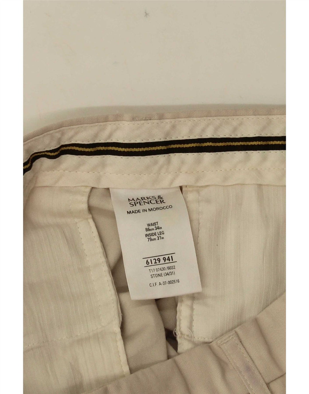 Мужские костюмные брюки Marks & Spencer W34 L31 бежевого цвета, хлопок