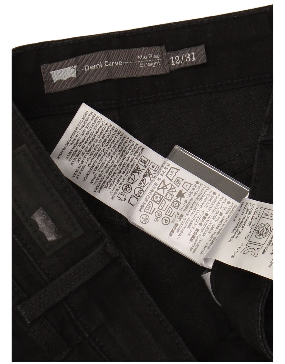 Женские прямые джинсы LEVI'S Demi Curve со средней посадкой США 12, большие W32 L31, черные