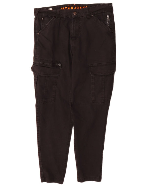 Мужские зауженные брюки-карго Jack & Jones W31 L30, черные хлопковые