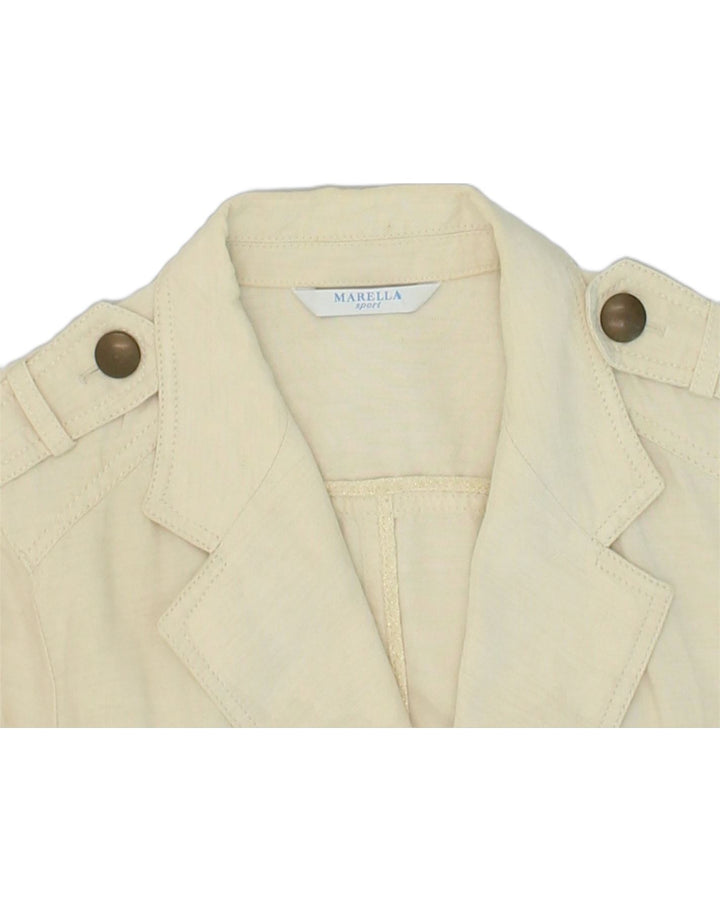 MARELLA Womens 2 Button Blazer Jacket UK 10 Small Off White Cotton | Vintage Marella | Thrift | Second-Hand Marella | Used Clothing | Messina Hembry 