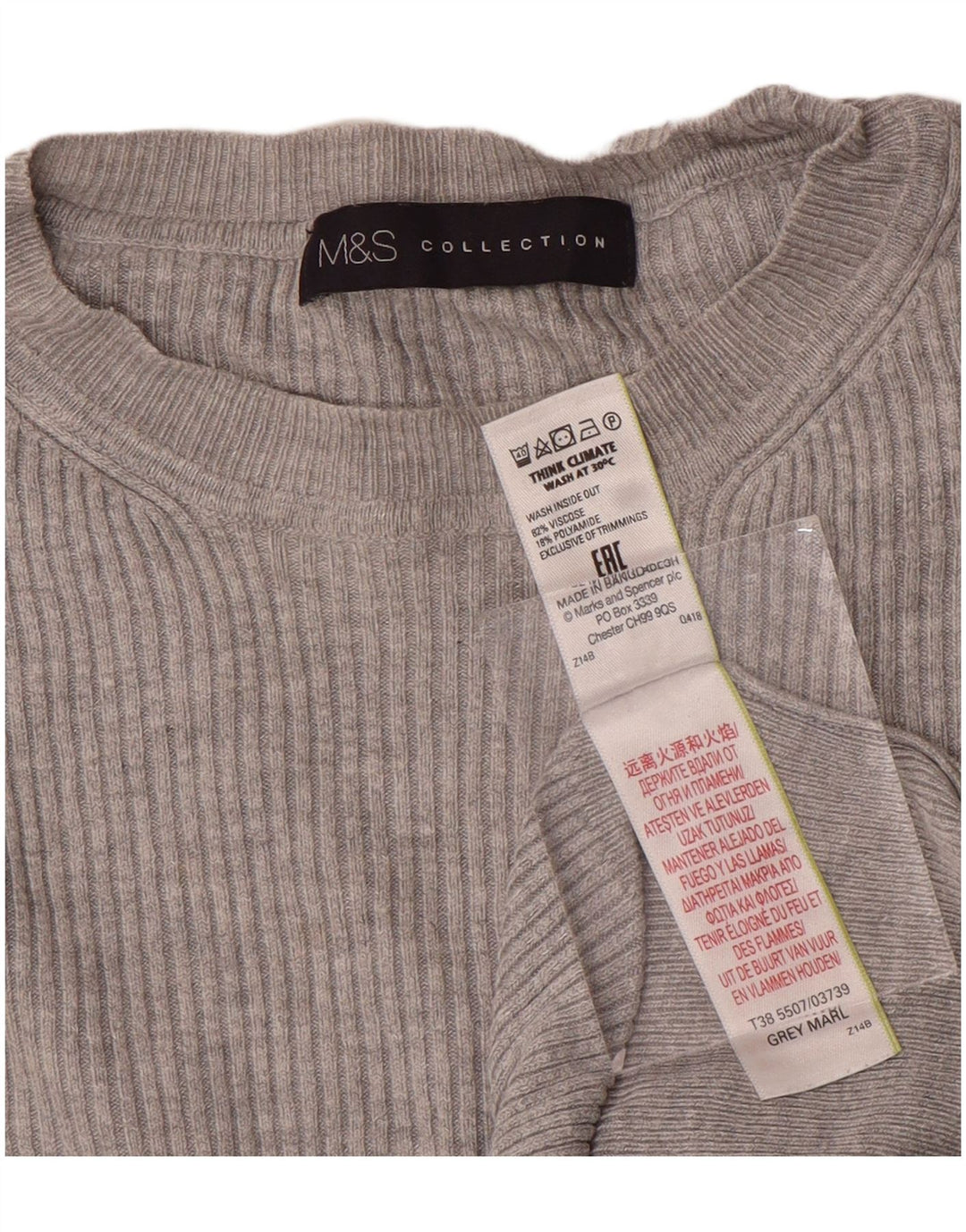 Женский джемпер с круглым вырезом Marks & Spencer UK 12, средний серый вискоза