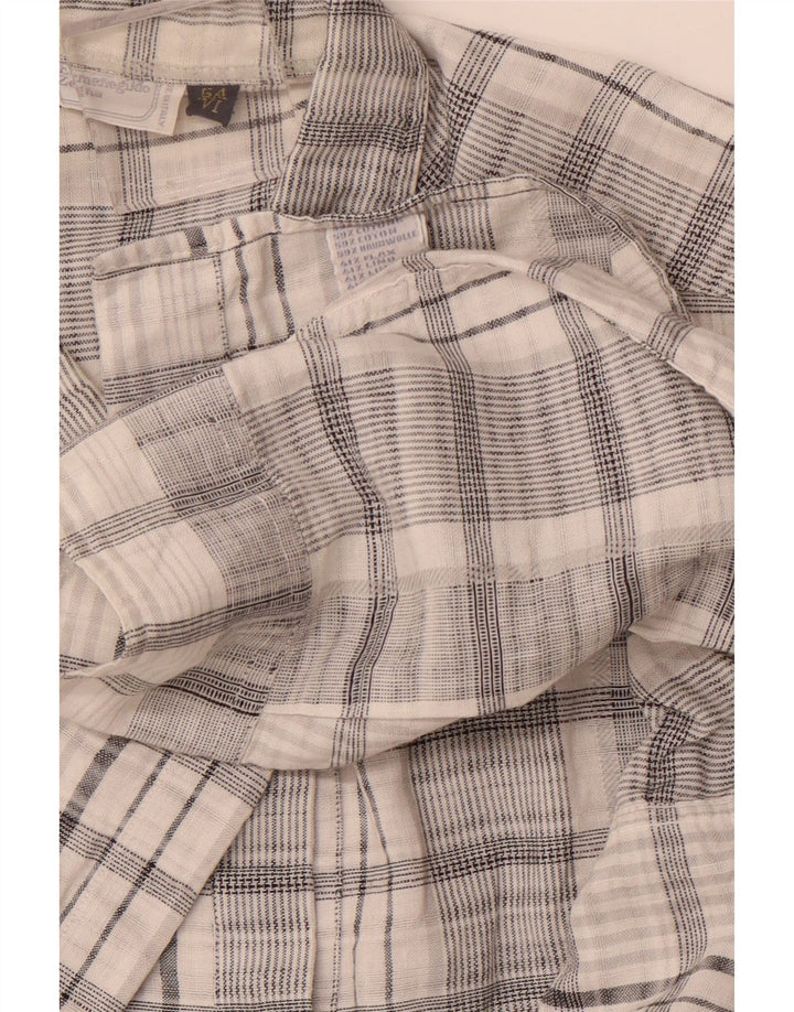 Ermenegildo Zegna Мужская рубашка IT 54 XL Off White Check Cotton