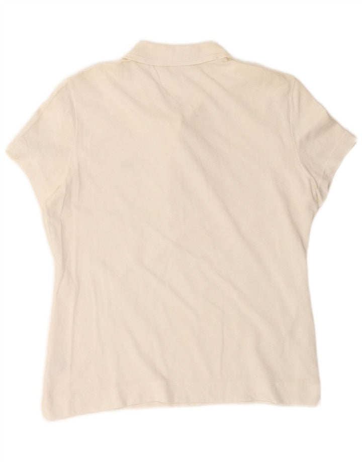 LACOSTE Womens Polo Shirt Size 42 Large Off White Cotton