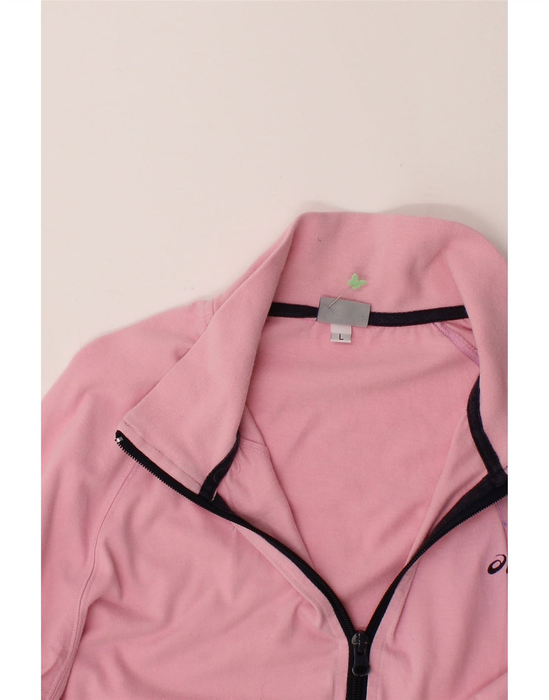 ASICS Womens Tracksuit Top Jacket UK 16 Large Pink Cotton Vintage Asics and Second-Hand Asics from Messina Hembry 