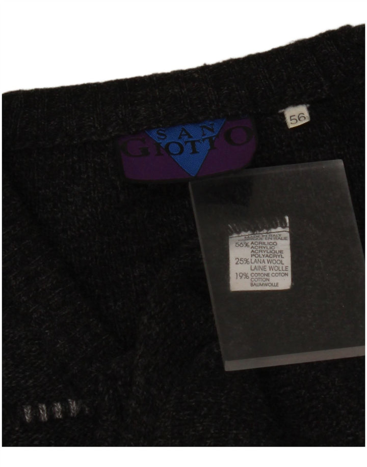 VINTAGE Мужской джемпер с v-образным вырезом IT 56 XL Серый Акрил