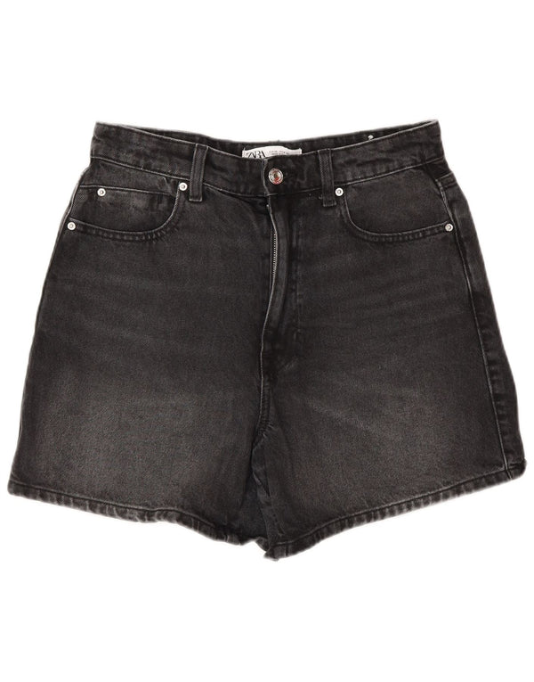 Женские джинсовые шорты с высокой талией Zara EU 38, маленькие, W28, серые, хлопок