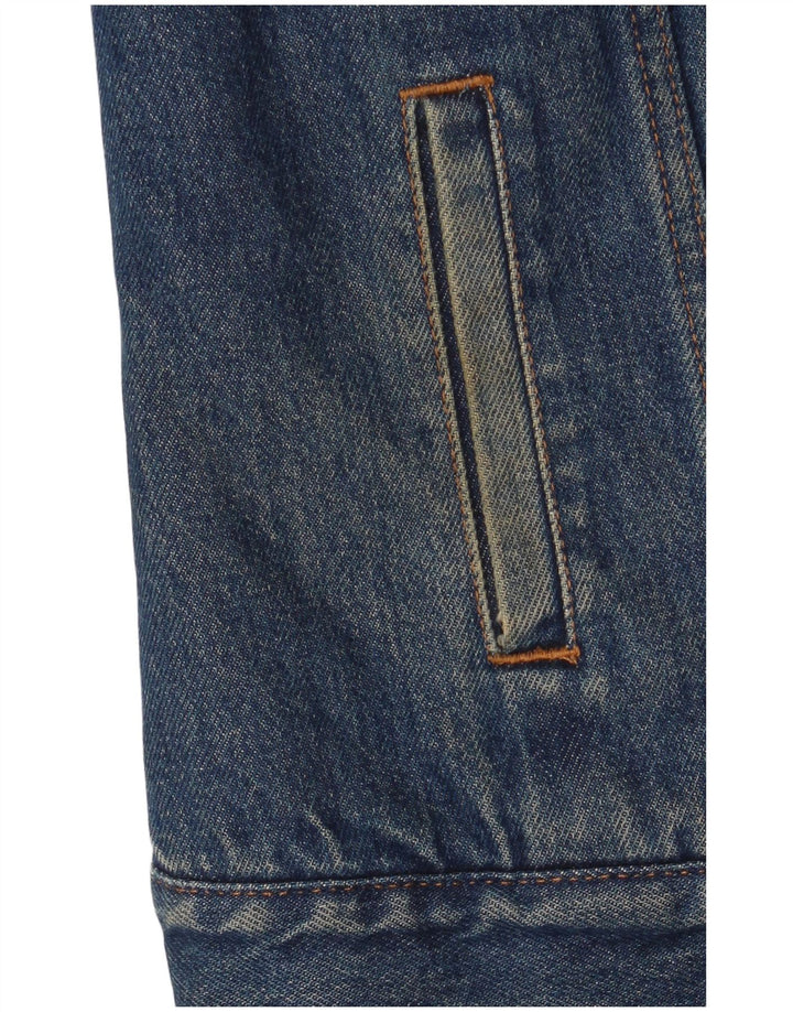 Женская джинсовая куртка из шерпы Levi's UK 14, хлопок среднего синего цвета