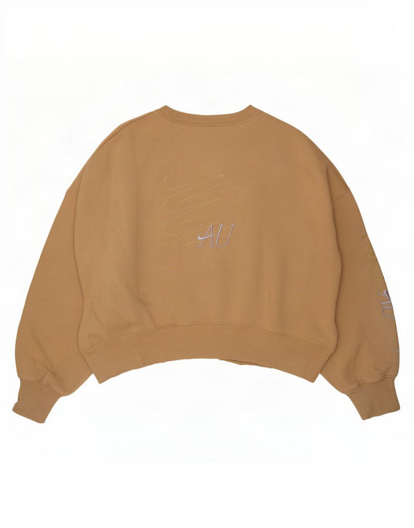 Женский укороченный свитшот с графическим рисунком Nike Oversized UK 6 XS, бежевый, хлопок