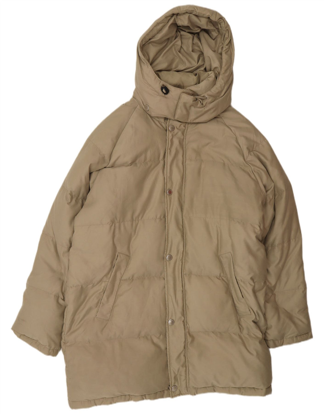 Мужское стеганое пальто с капюшоном Sergio Tacchini UK 40, большой бежевый полиэстер