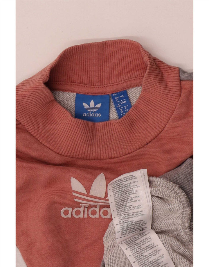 Женский свитер Adidas UK 12, средний серый цвет, хлопок с цветными блоками