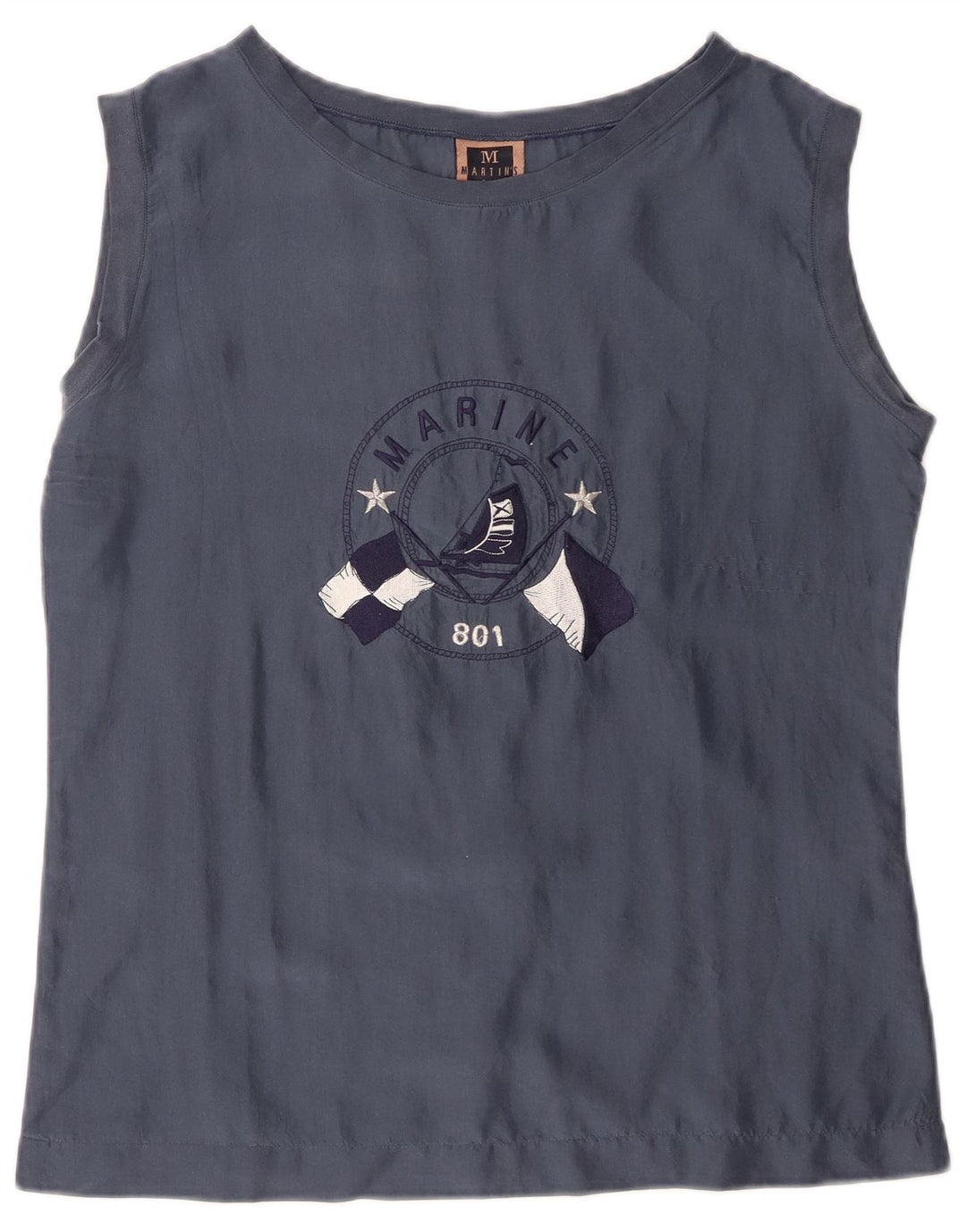 Женская блузка без рукавов с рисунком Martin's Top IT 42 Medium Navy Blue Silk