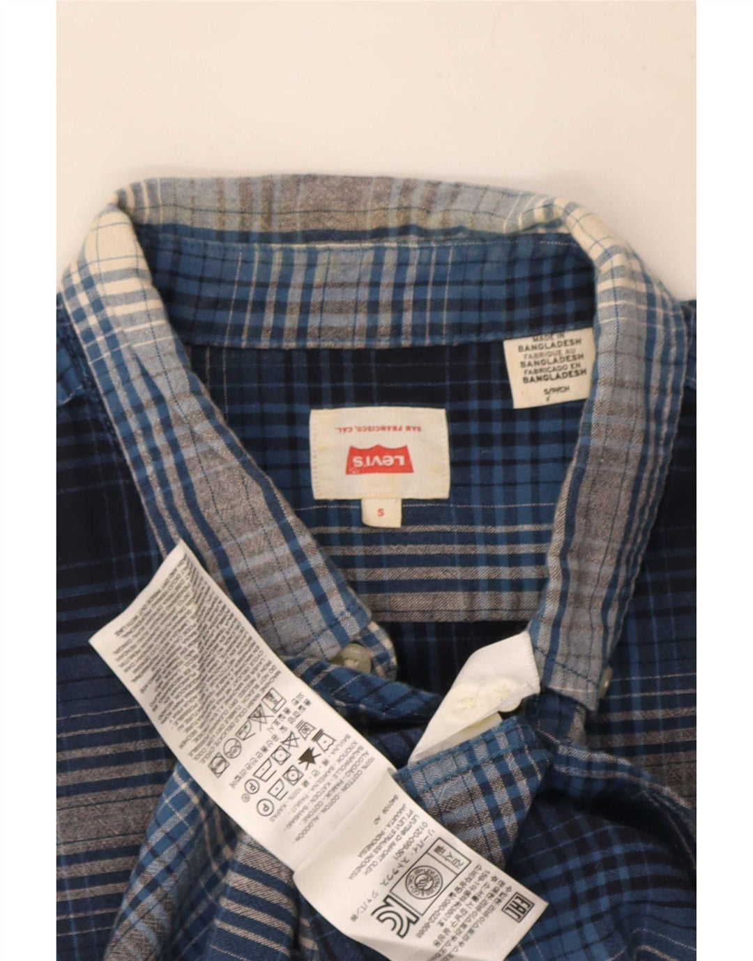 Мужская рубашка с коротким рукавом Levi's, маленькая синяя клетка, хлопок
