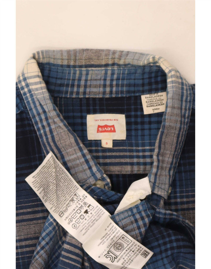 Мужская рубашка с коротким рукавом Levi's, маленькая синяя клетка, хлопок