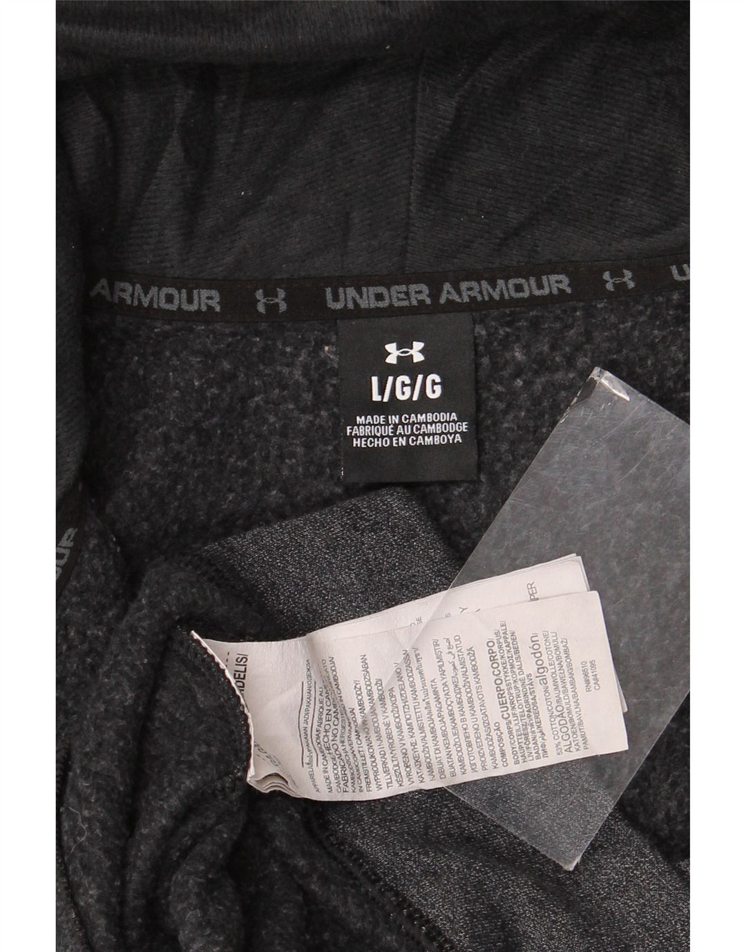 Мужской свитер с капюшоном на молнии Under Armour, большой серый, хлопковый