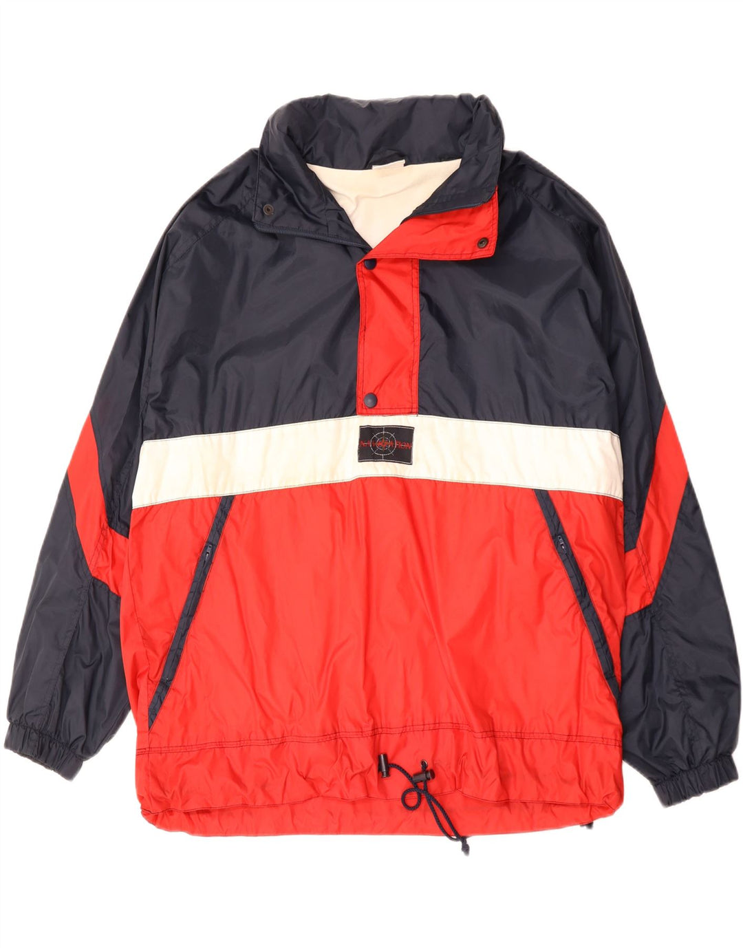 Мужская куртка-анорак Marcel Clair UK 40, большая темно-синяя с цветными блоками, полиамид