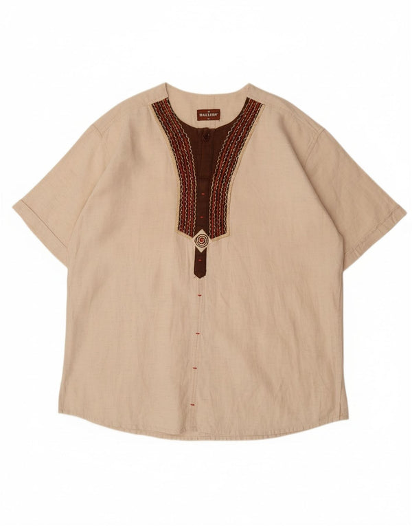 Мужская пуловерная рубашка с коротким рукавом VINTAGE XL, цвет бежевого цвета