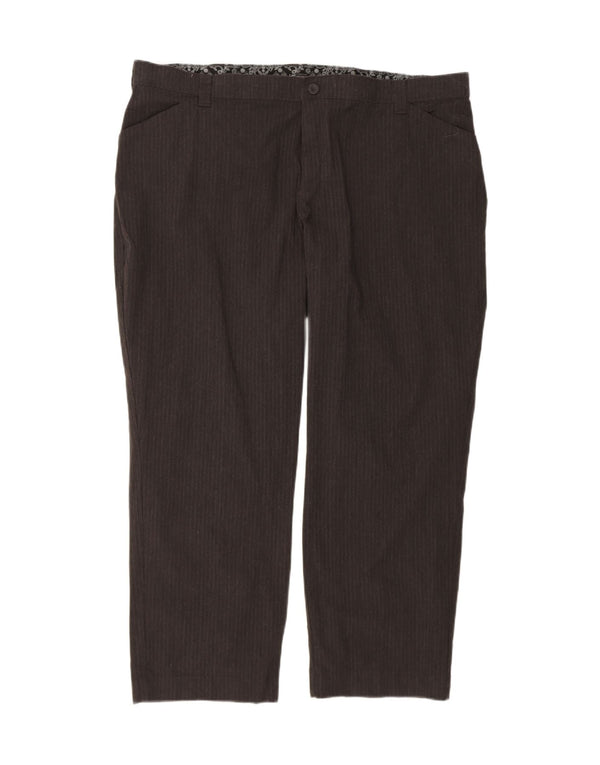 LEE Womens Straight Casual Trousers W44 L30 Grey Pinstripe Cotton