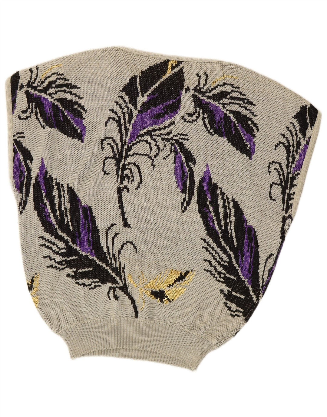 ВИНТАЖНЫЙ женский джемпер без рукавов с вырезом «лодочкой», Великобритания 14, большой серый с цветочным принтом