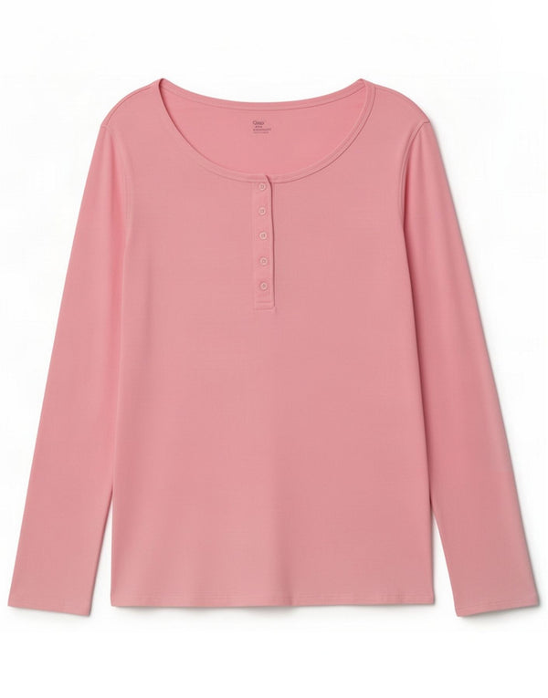 Женский топ с длинным рукавом Gap UK 14, большой розовый хлопок