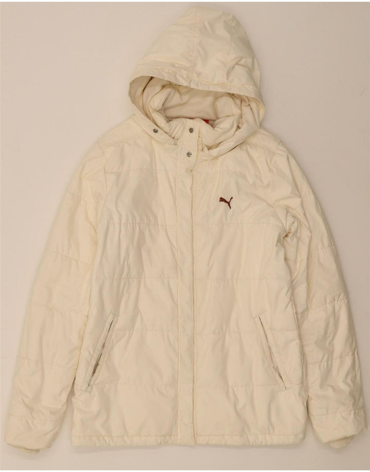 PUMA Womens Hooded Padded Jacket UK 8 Small White Polyester Vintage Puma and Second-Hand Puma from Messina Hembry 
