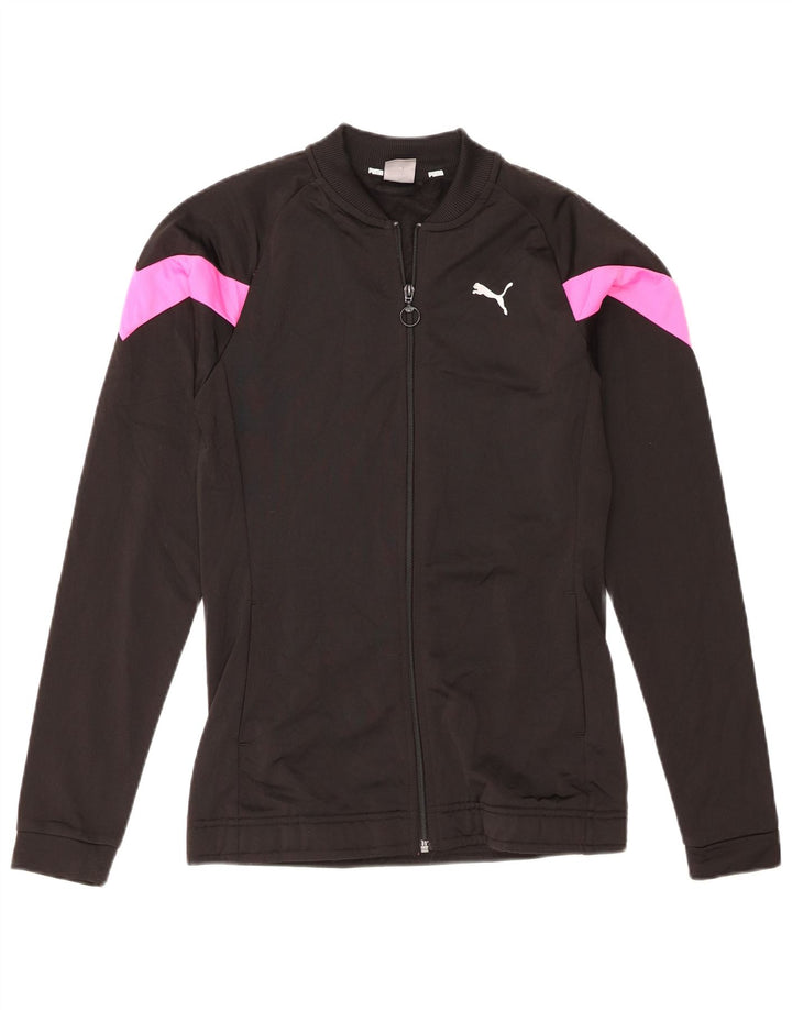 Спортивный костюм Puma для девочек, верхняя куртка 15–16 лет, черный полиэстер с цветными блоками