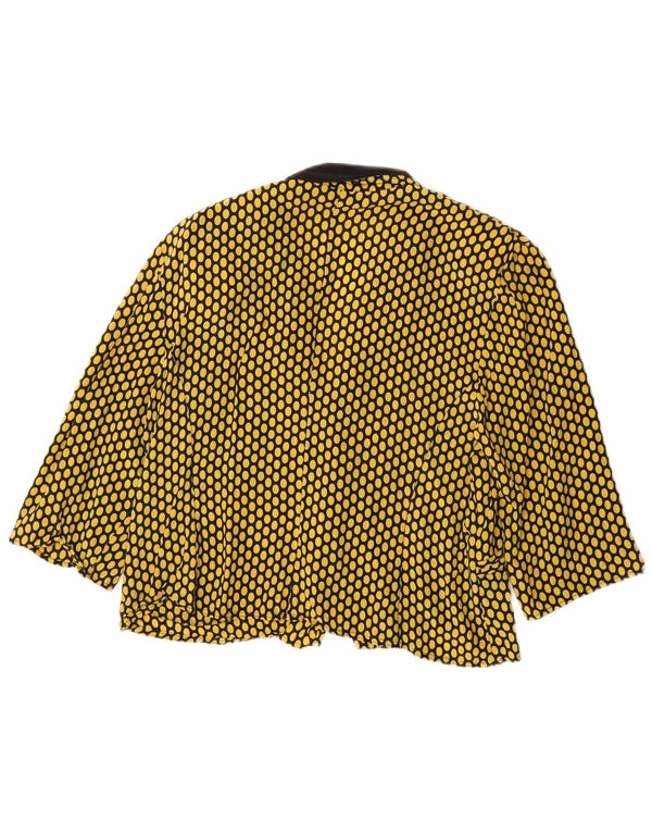 Marika Blu Womens Shirt Blouse IT 48 XL Yellow Polka Dot Silk