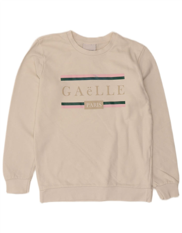 Женский свитер с рисунком Gaelle UK 14, средний белый хлопок, толстовка