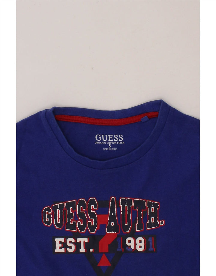 GUESS Boys Graphic T-Shirt Top 4-5 Years Blue Cotton Vintage Guess and Second-Hand Guess from Messina Hembry 
