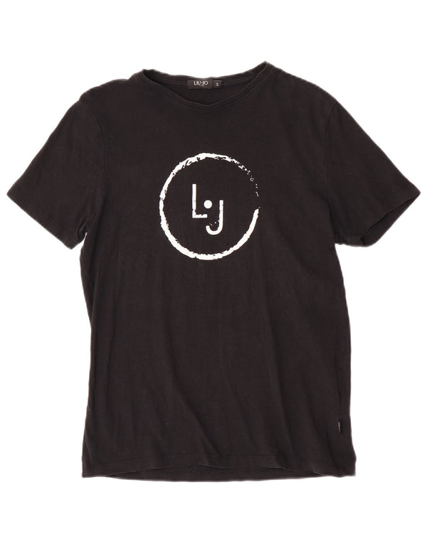 Liu Jo Mens Graphic T-Shirt Top Small Black Cotton