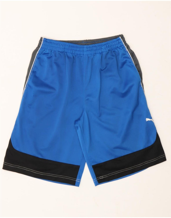 PUMA Boys Sport Shorts 11-12 Years Large Blue Colourblock Polyester Vintage Puma and Second-Hand Puma from Messina Hembry 
