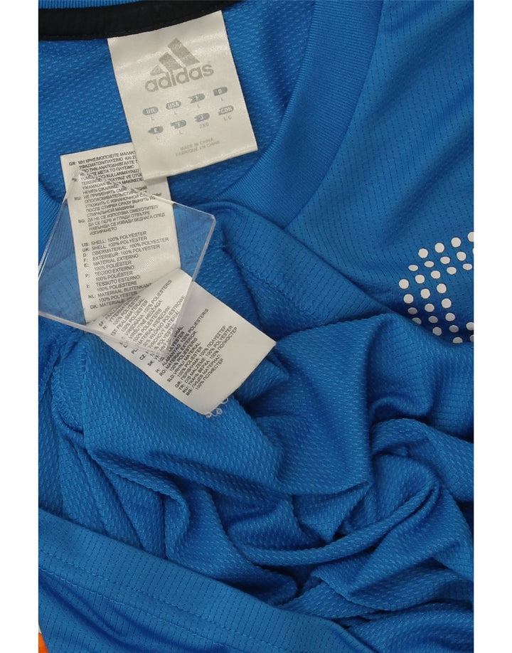 Мужская футболка ADIDAS с рисунком, большой синий полиэстер с цветными блоками