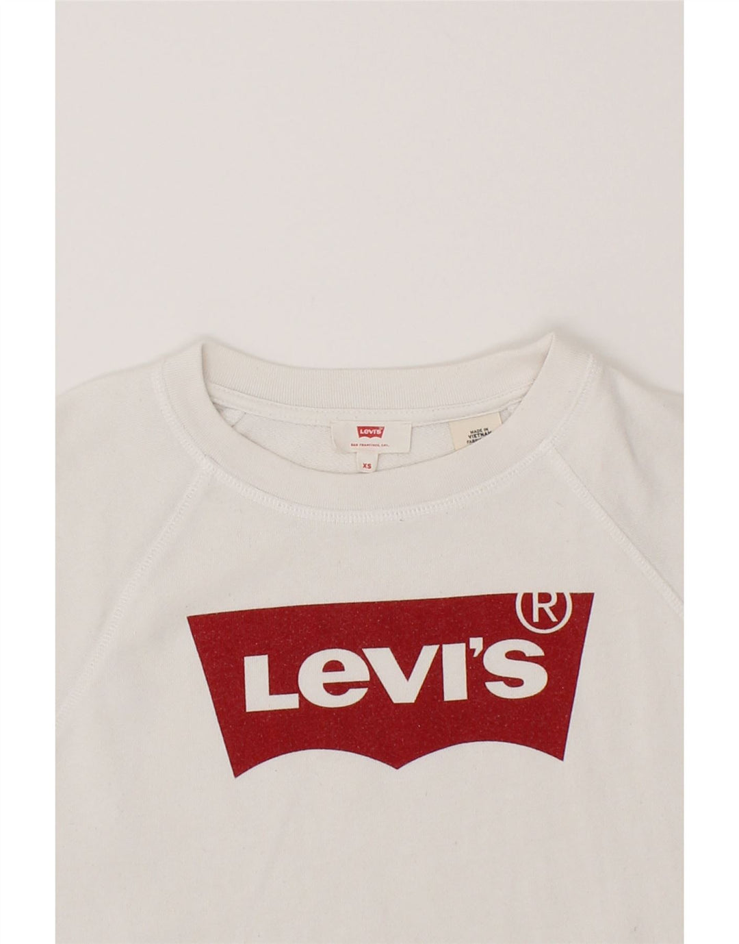 LEVI'S Mens Graphic Sweatshirt Jumper XS White Cotton Vintage Levi's and Second-Hand Levi's from Messina Hembry 
