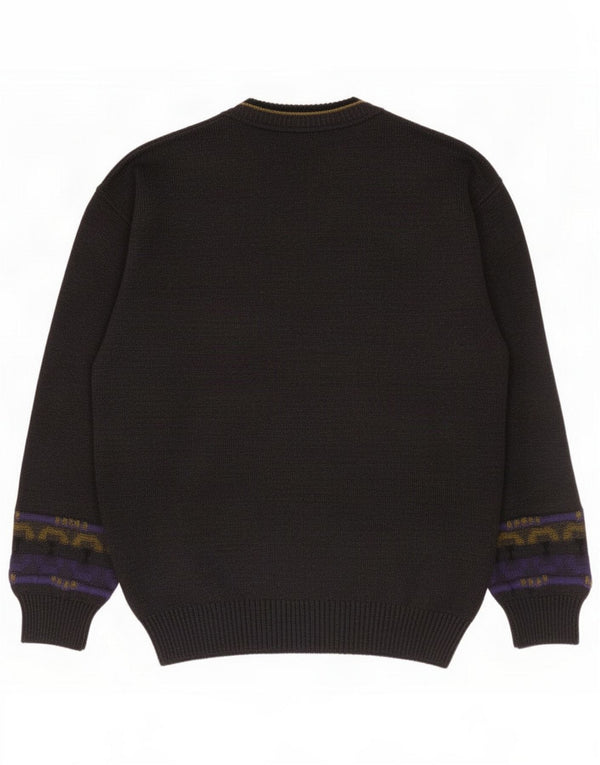 Monte Carlo Mens V-Neck Jumper Sweater Large Grey Geometric Polyacrylic