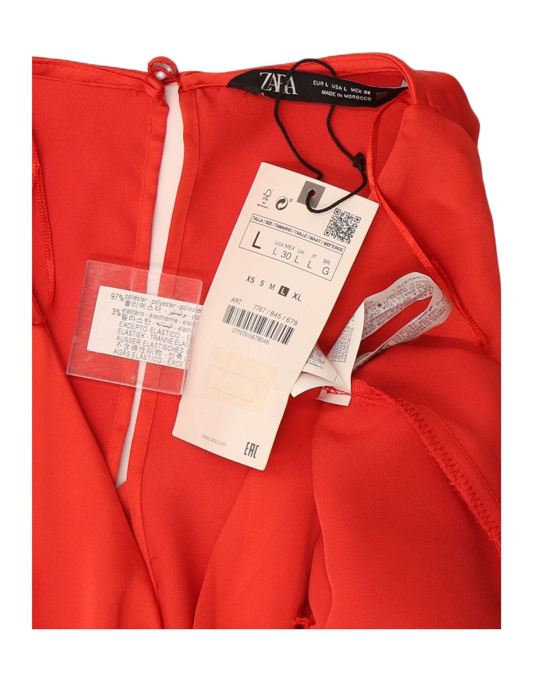 Женское платье макси с рукавом 3/4 ZARA UK 16, большой оранжевый полиэстер