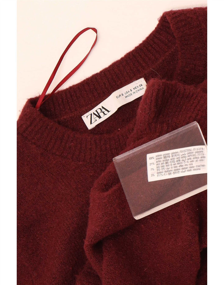 Женский укороченный кардиган Zara UK 10, маленький темно-бордовый полиэстер